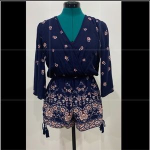 bohemian romper with low neckline & low back